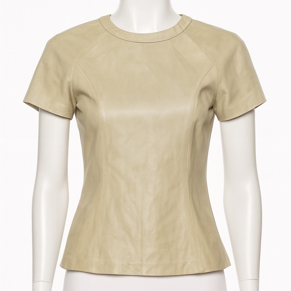 Alexander Wang Lambskin Beige Short Sleeve Top